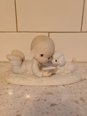 1984 Porcelain Boy Reading to Lamb Figurine - "I Love To Tell The Story"